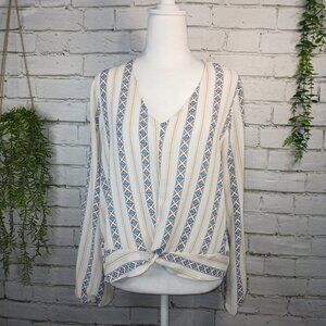 PINK REPUBLIC BLOUSE, LONG SLEEVE, GEOMETRIC DESIGN, SIZE MED WOMENS